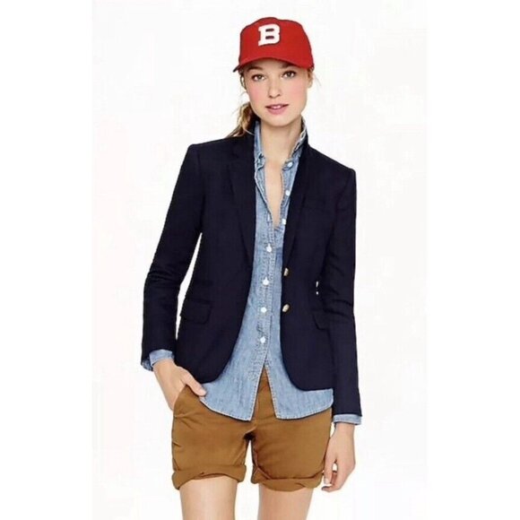 NEW! J.Crew Schoolboy Blazer Wool Blend Navy Blue SZ 6 - Picture 5 of 14